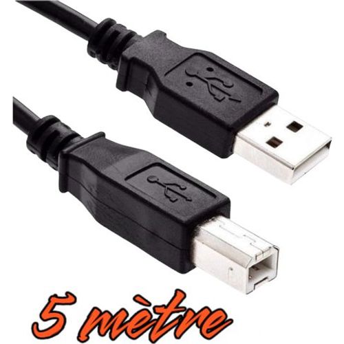 Cable imprimante USB 2.0 Type A Mâle vers Type B Mâle longueur 5M